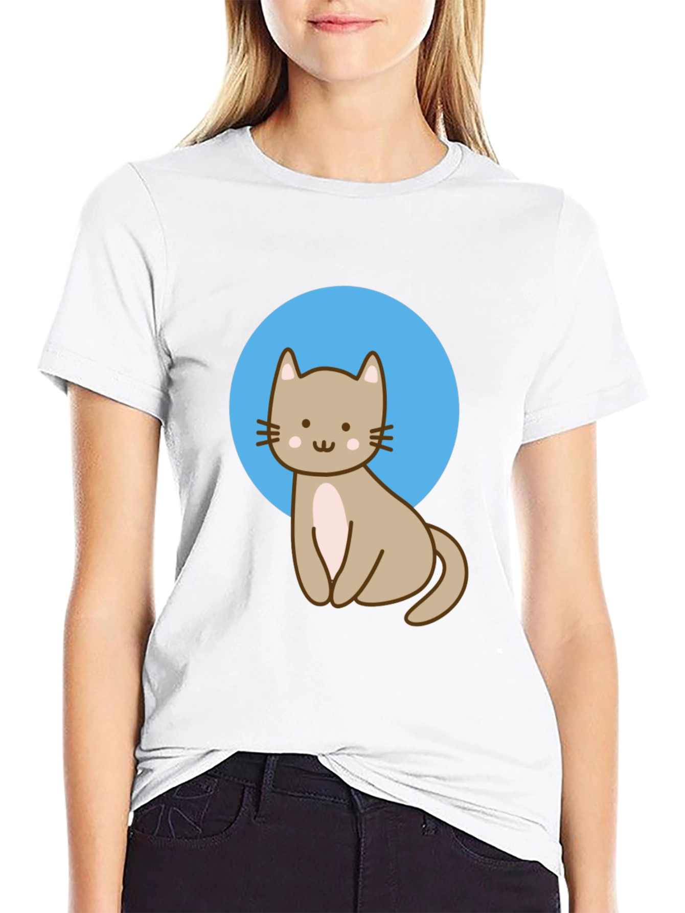 Cute Cat Graphic Black T-Shirt