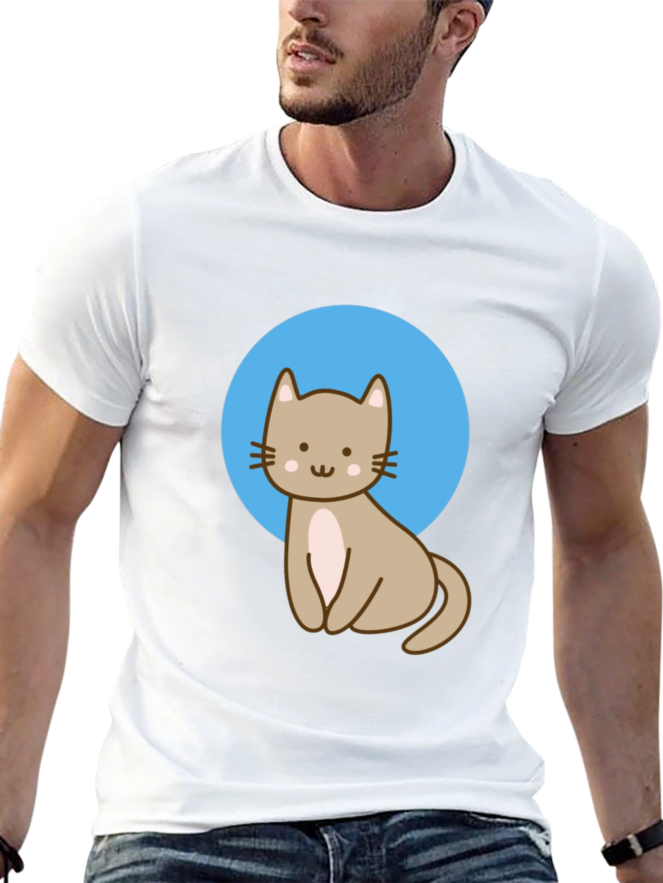 Cute Cat Graphic Black T-Shirt