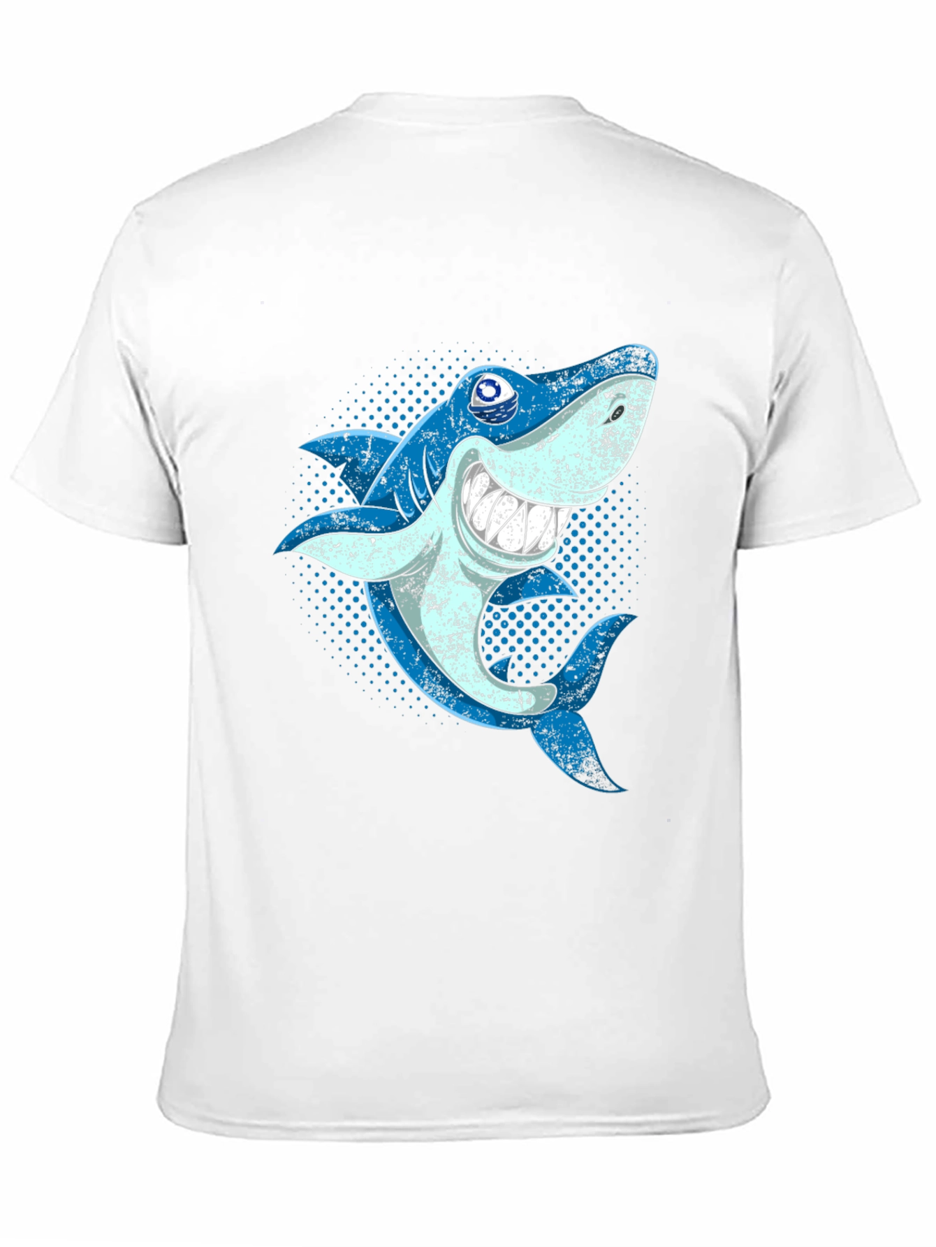 Shark Graphic T-Shirt - Blue Cartoon Sea Creature Design