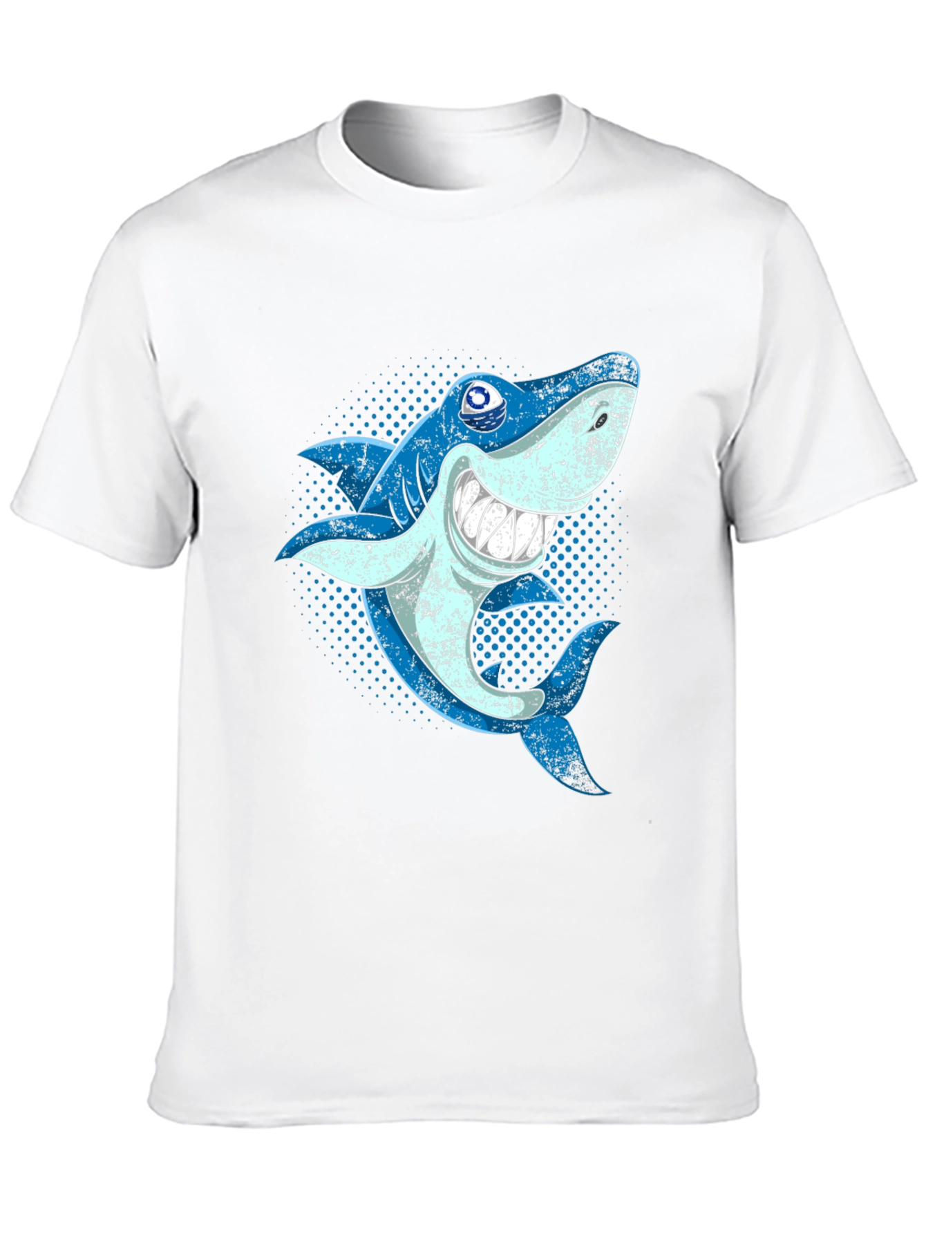 Shark Graphic T-Shirt - Blue Cartoon Sea Creature Design
