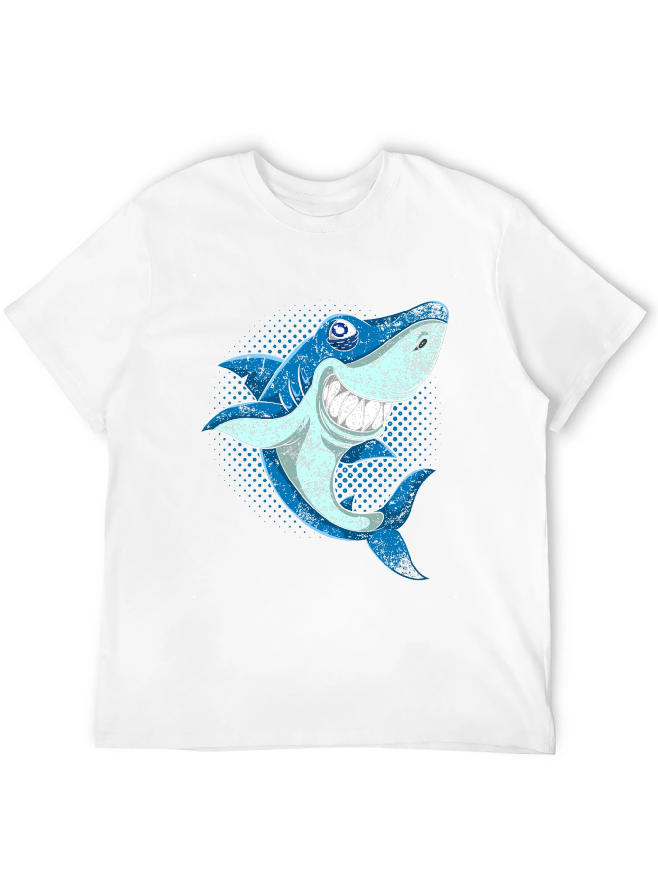 Shark Graphic T-Shirt - Blue Cartoon Sea Creature Design
