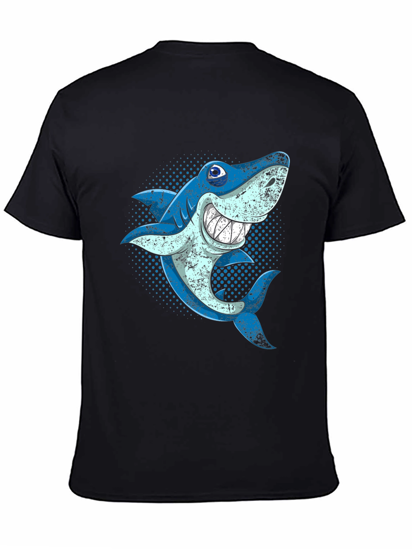 Shark Graphic T-Shirt - Blue Cartoon Sea Creature Design