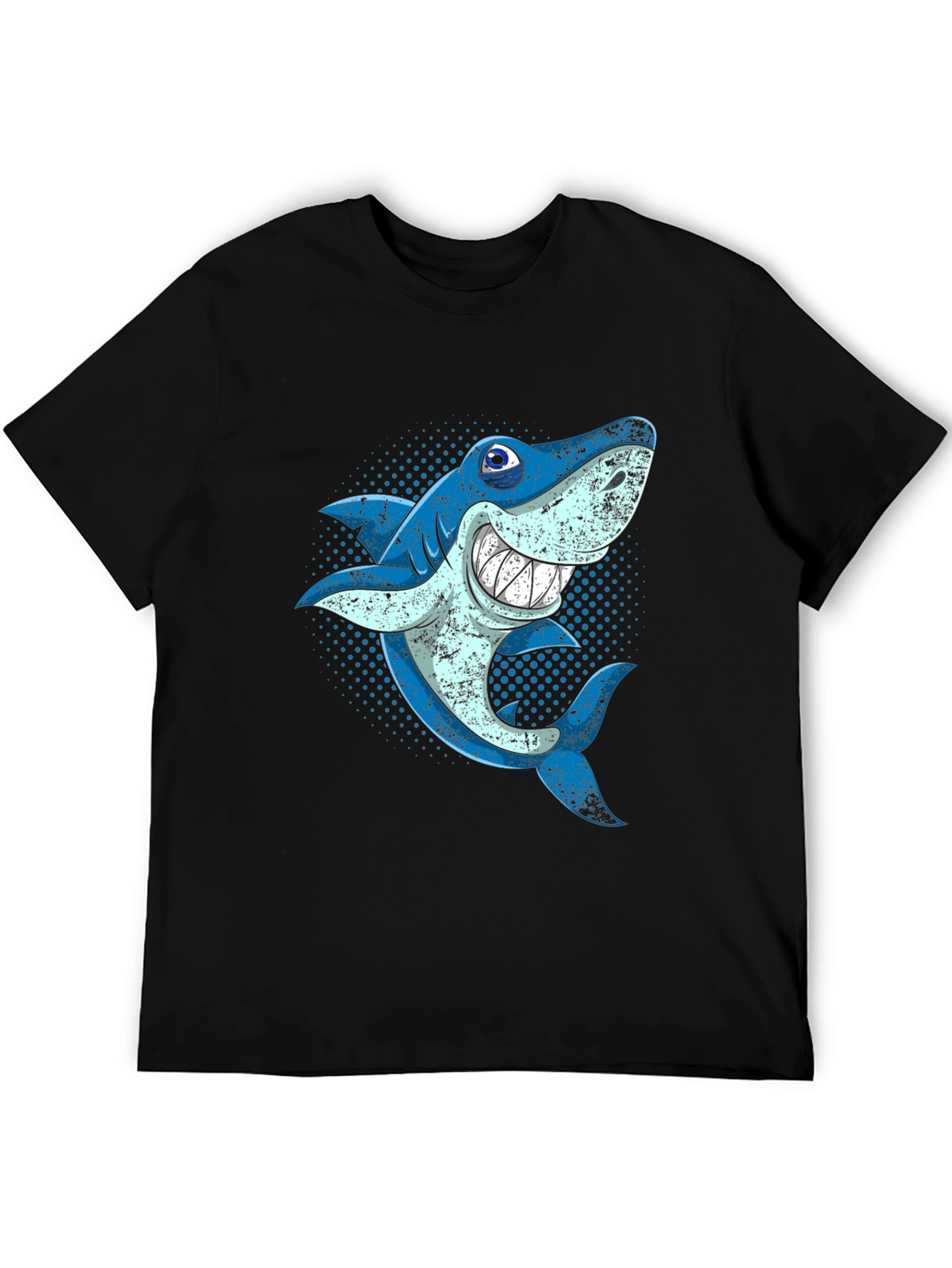 Shark Graphic T-Shirt - Blue Cartoon Sea Creature Design