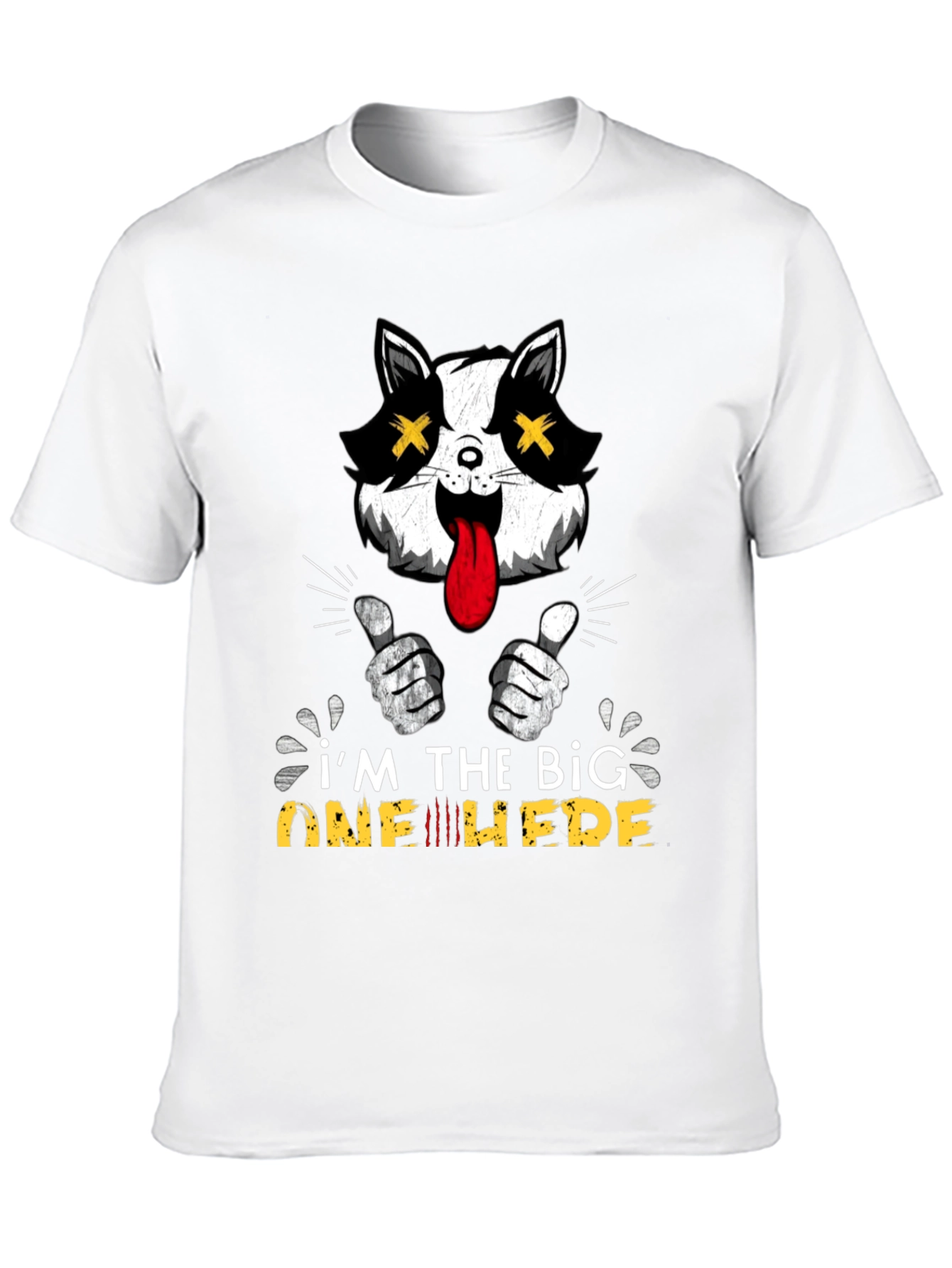 Big One Here Cat Graphic Black T-Shirt