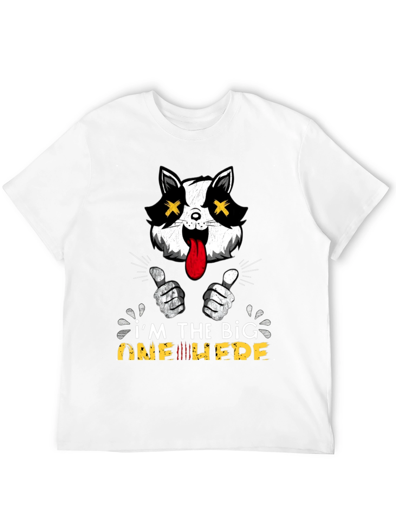 Big One Here Cat Graphic Black T-Shirt