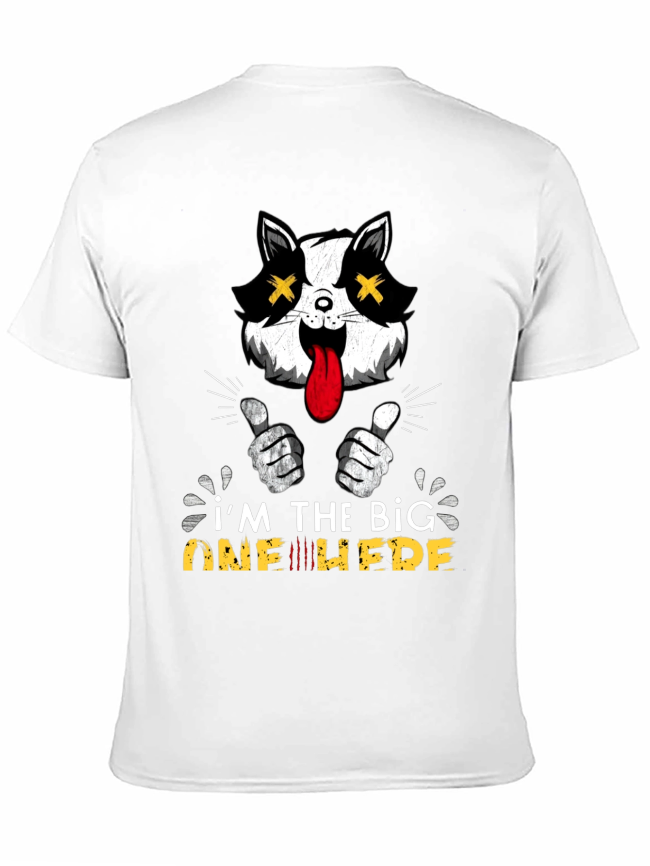Big One Here Cat Graphic Black T-Shirt