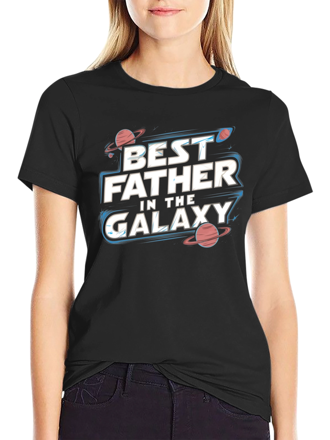 Best Father in the Galaxy Black T-Shirt