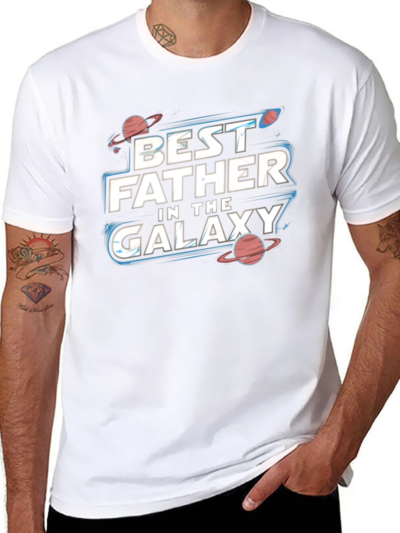 Best Father in the Galaxy Black T-Shirt