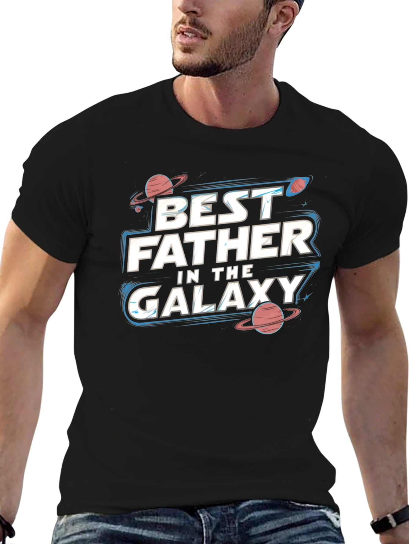 Best Father in the Galaxy Black T-Shirt