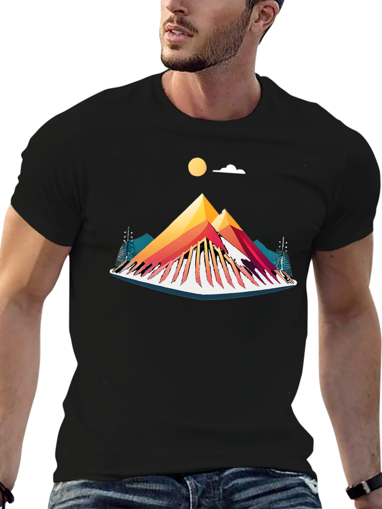 Abstract Mountain Graphic T-Shirt