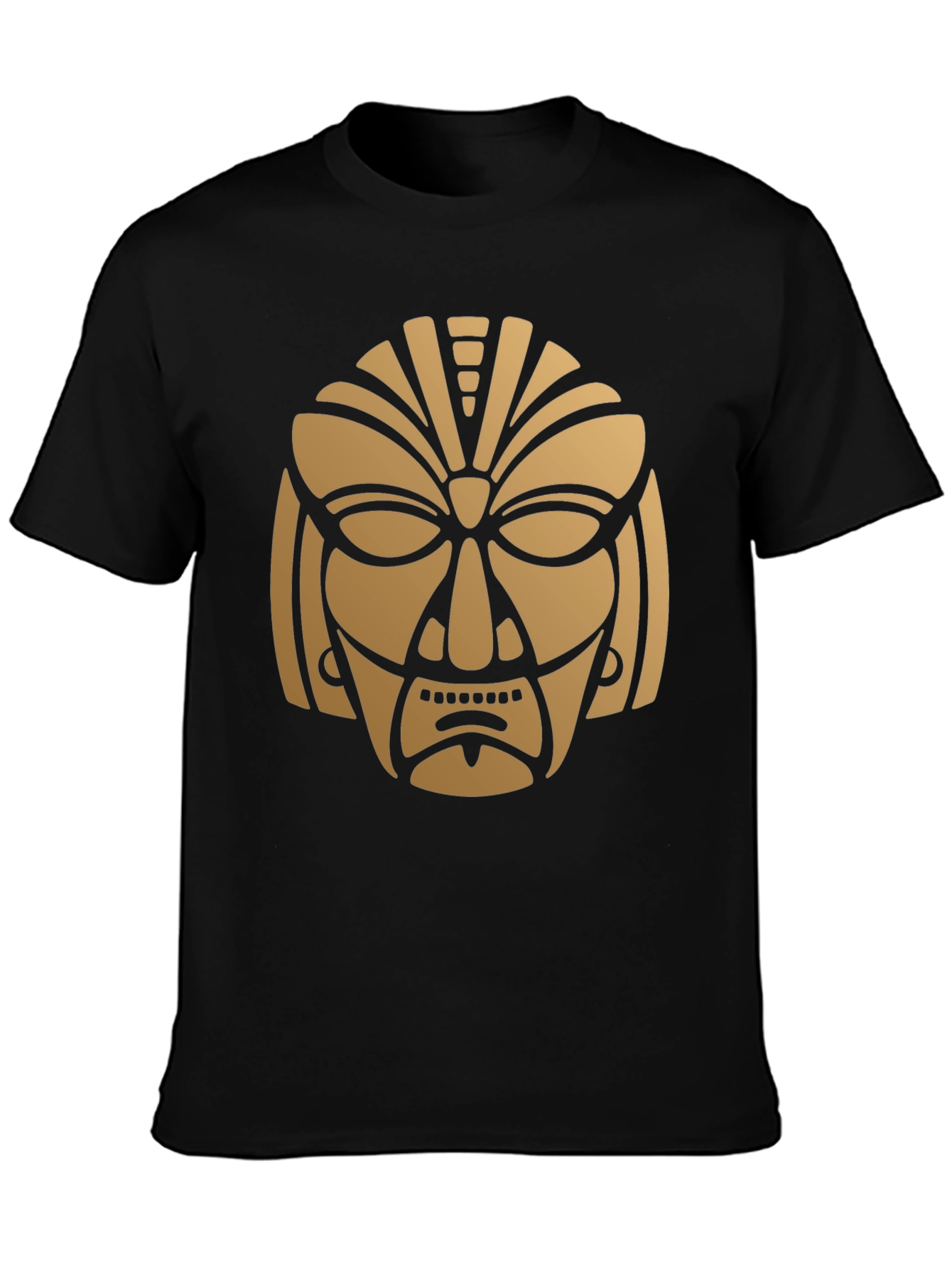 Tribal Mask Graphic Print T-Shirt - Black