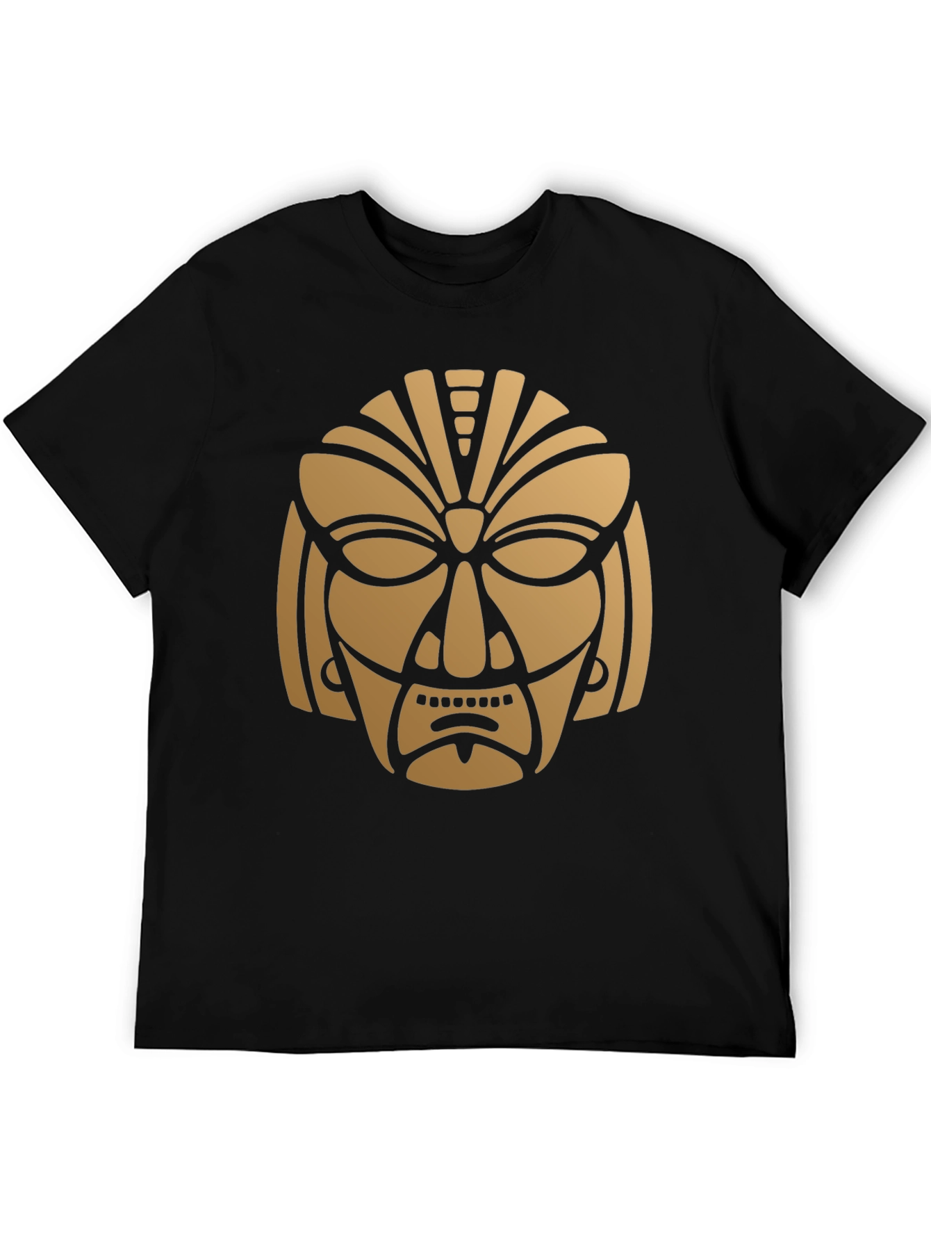 Tribal Mask Graphic Print T-Shirt - Black