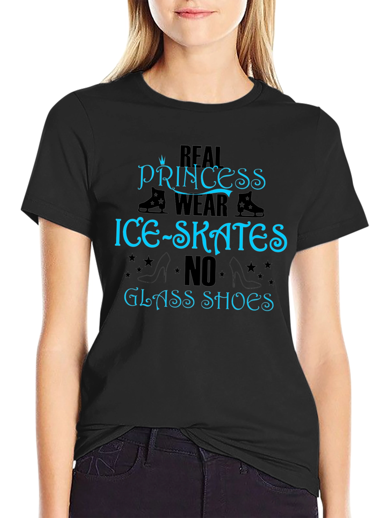 Real Princess Ice Skates T-Shirt - Black