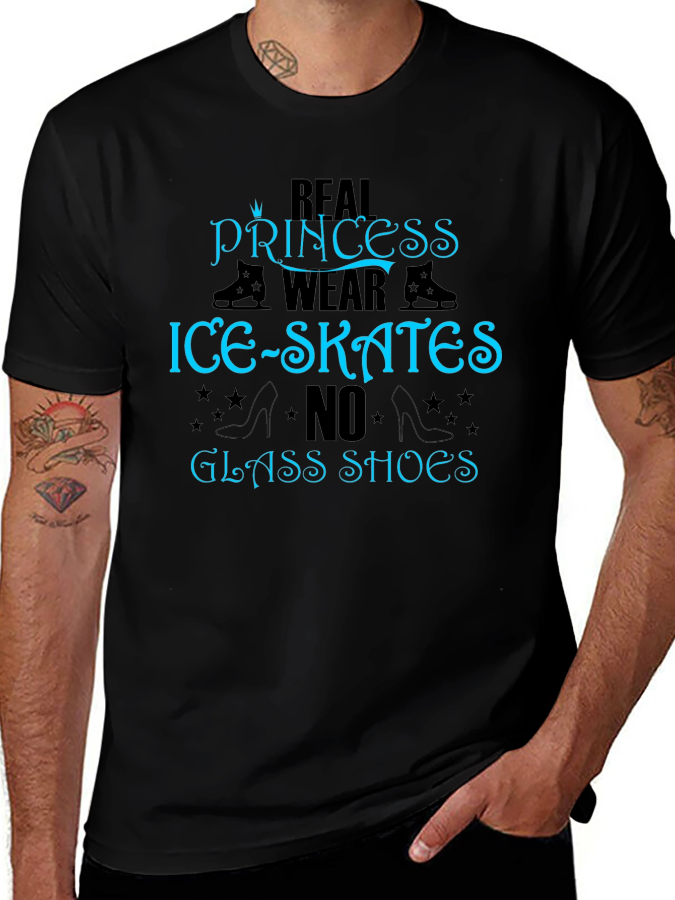 Real Princess Ice Skates T-Shirt - Black
