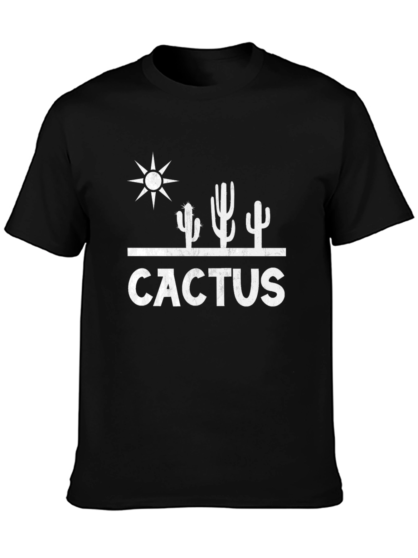 Cactus Graphic Print Black T-Shirt