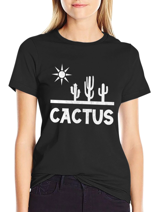 Cactus Graphic Print Black T-Shirt