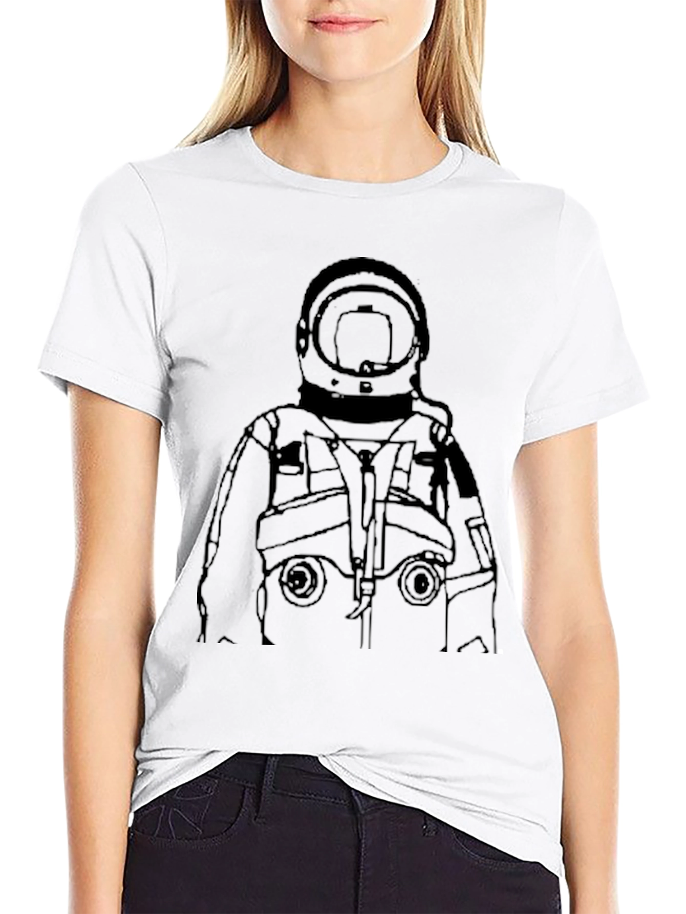 Astronaut Outline Graphic Tee - Black