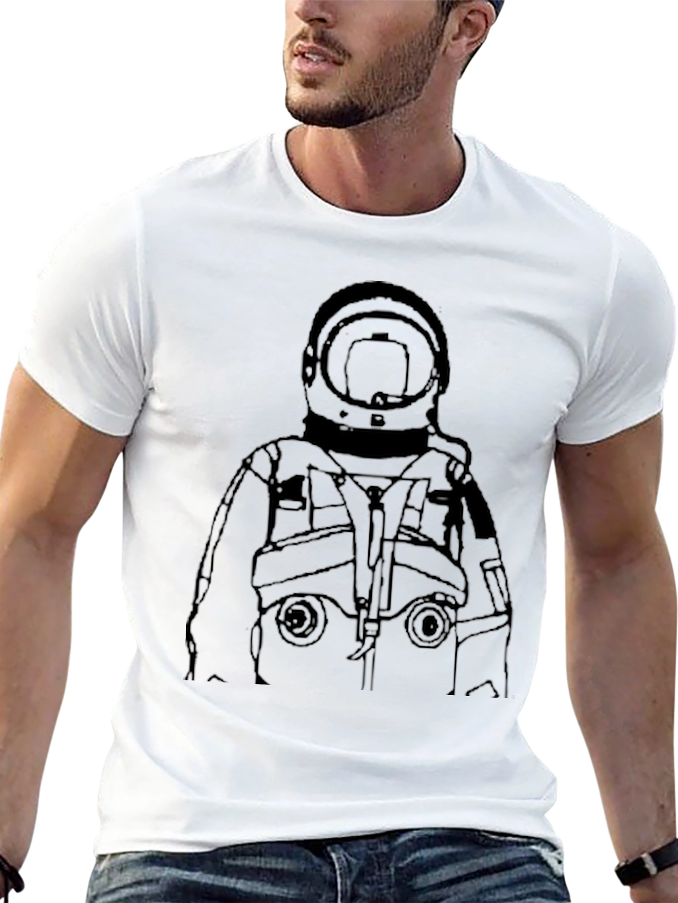 Astronaut Outline Graphic Tee - Black