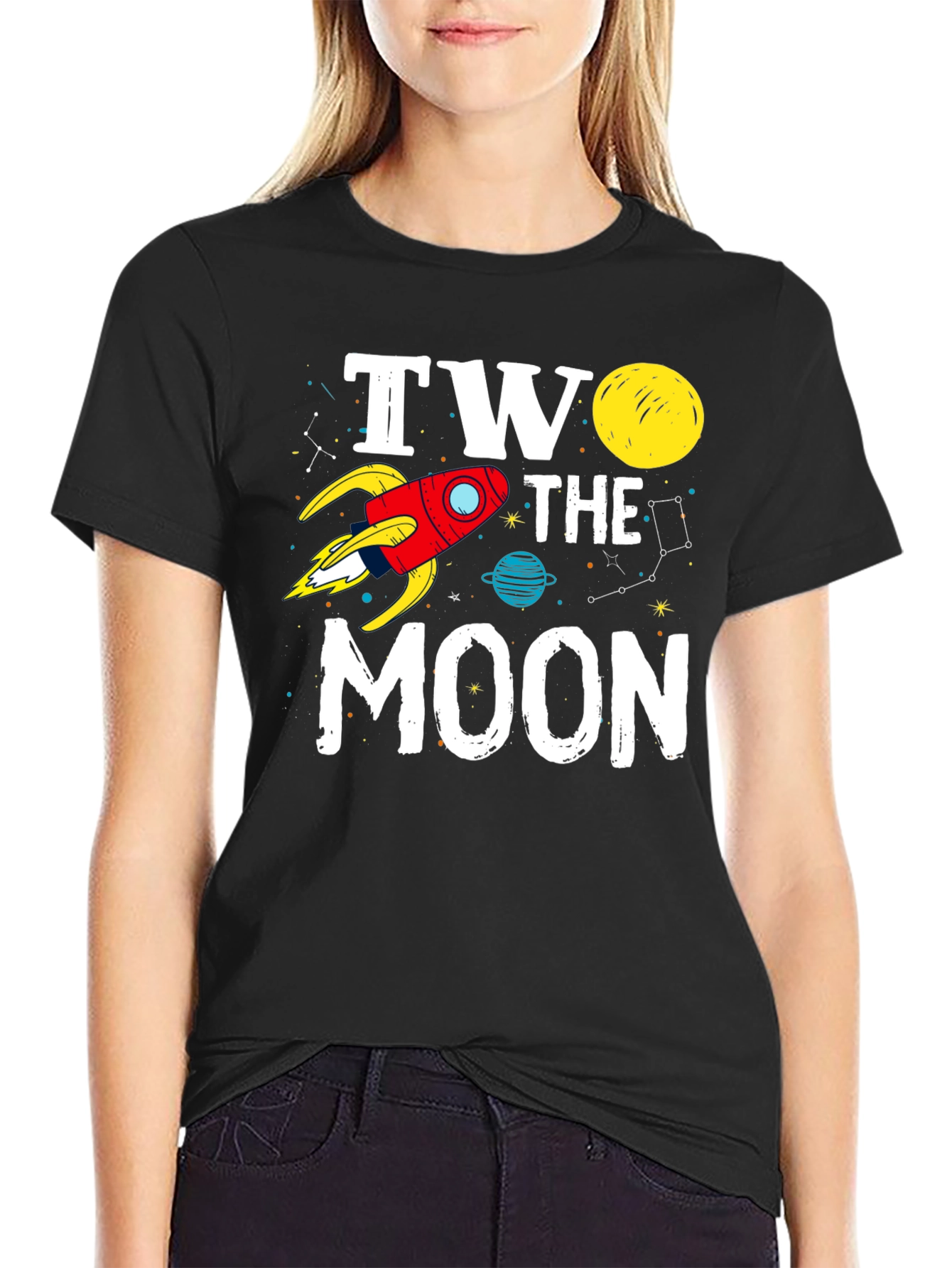 Two the Moon Birthday T-Shirt - Outer Space Theme