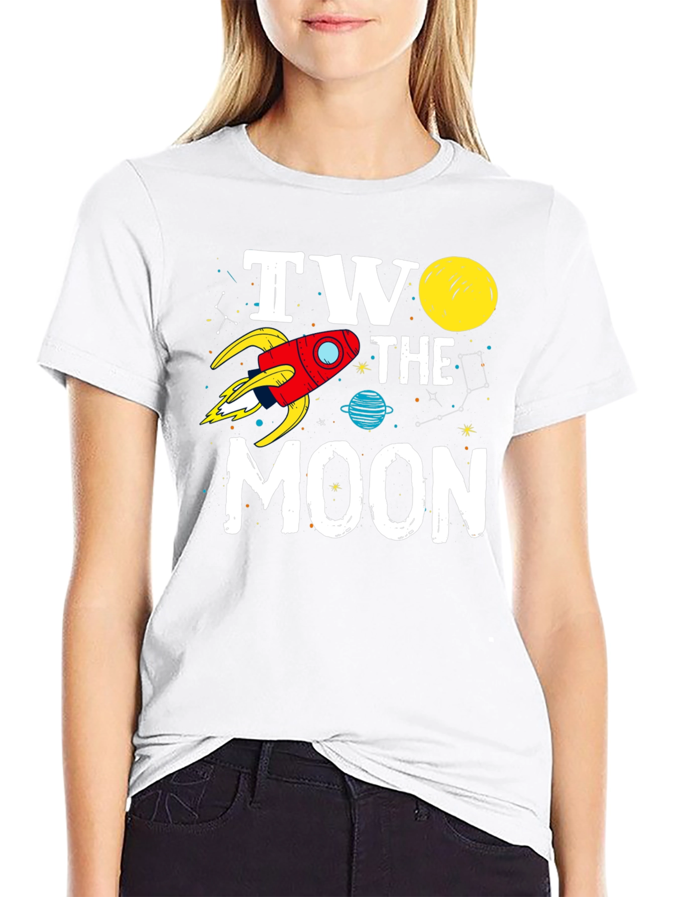 Two the Moon Birthday T-Shirt - Outer Space Theme