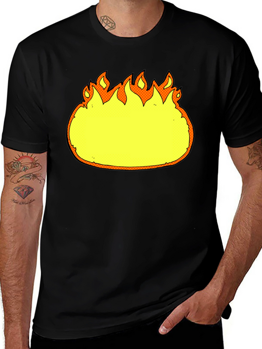 Cartoon Flames Graphic Black T-Shirt