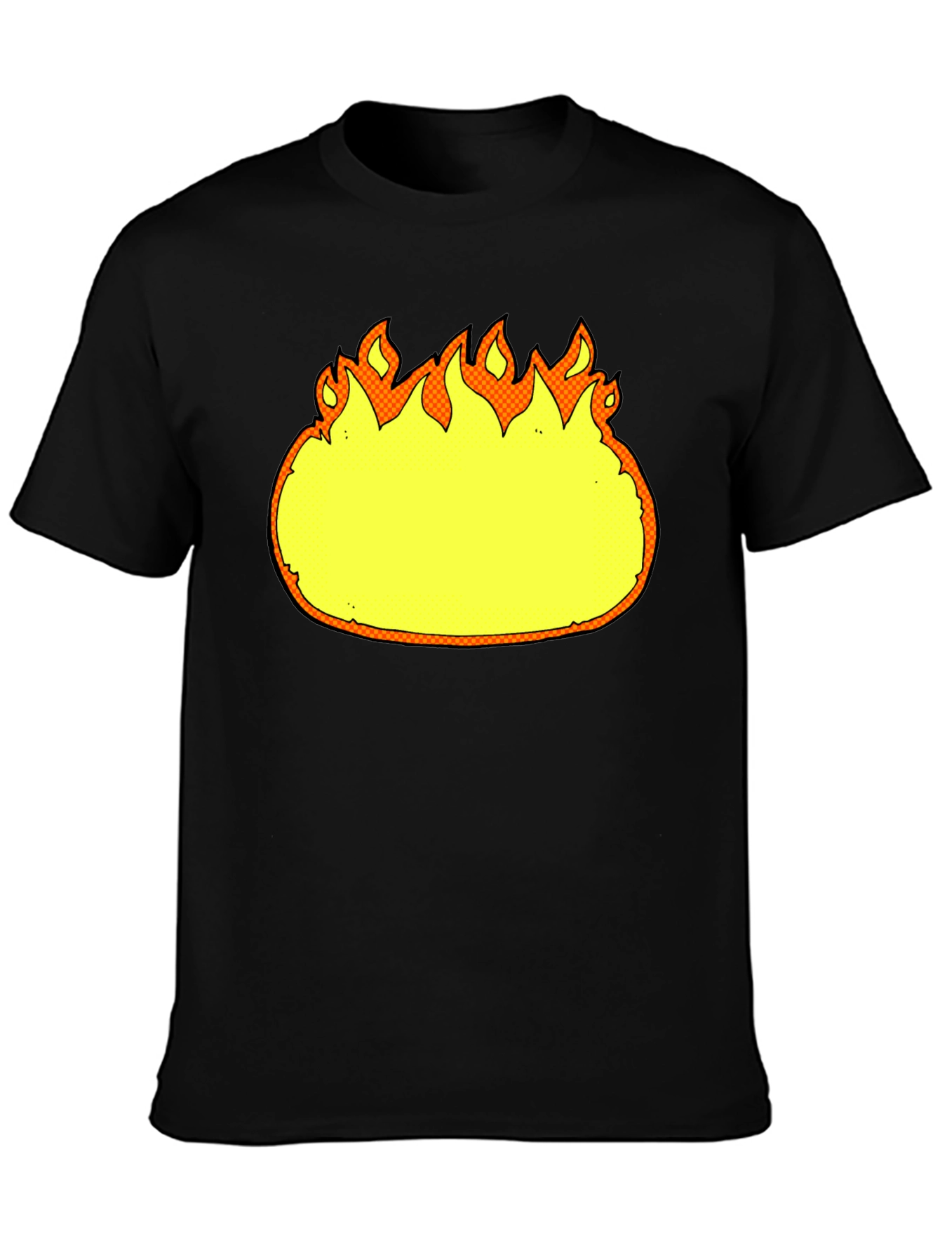 Cartoon Flames Graphic Black T-Shirt