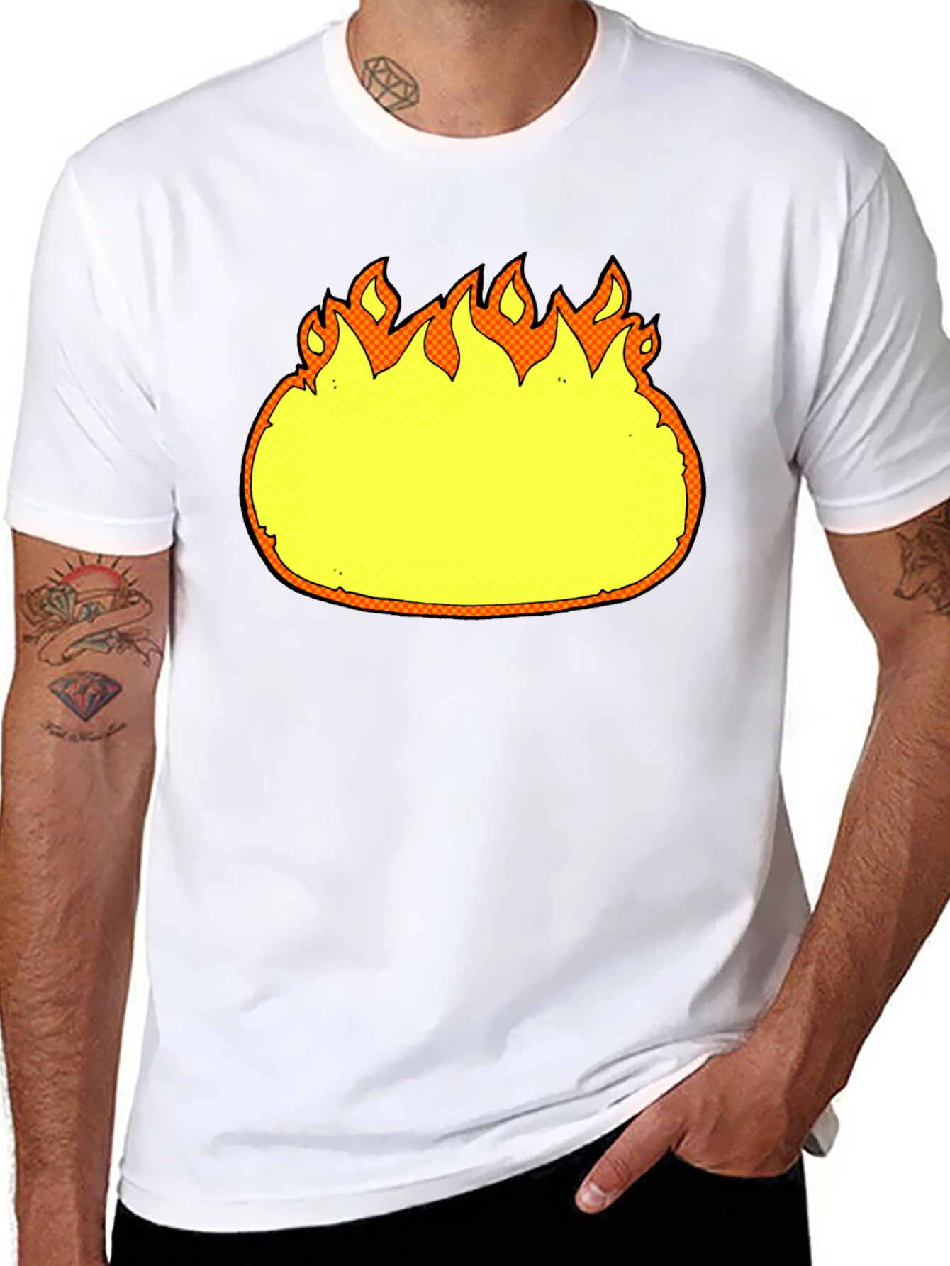 Cartoon Flames Graphic Black T-Shirt