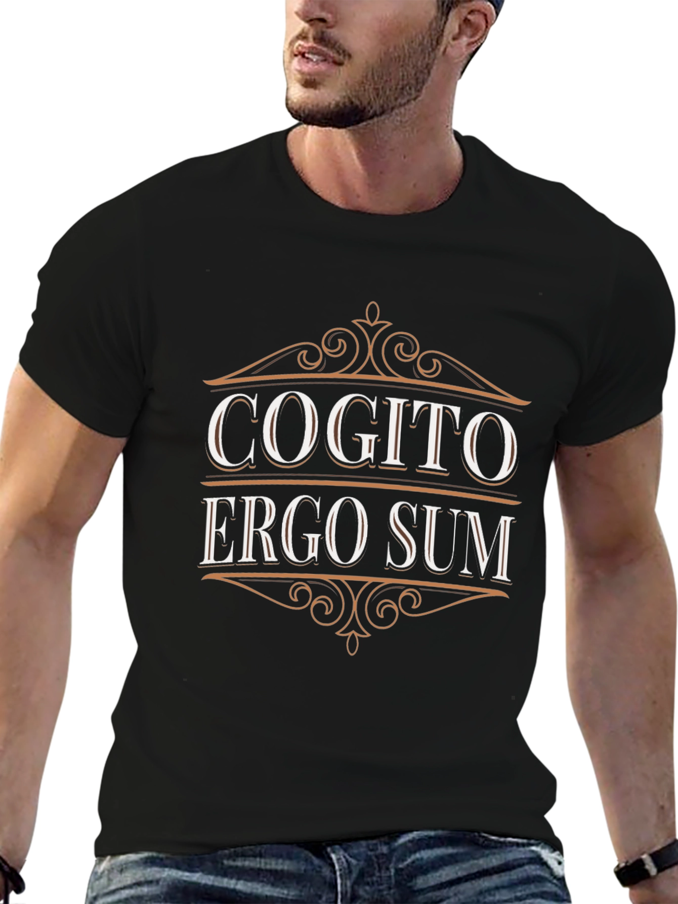 Cogito Ergo Sum Black T-Shirt - Philosophical Tee