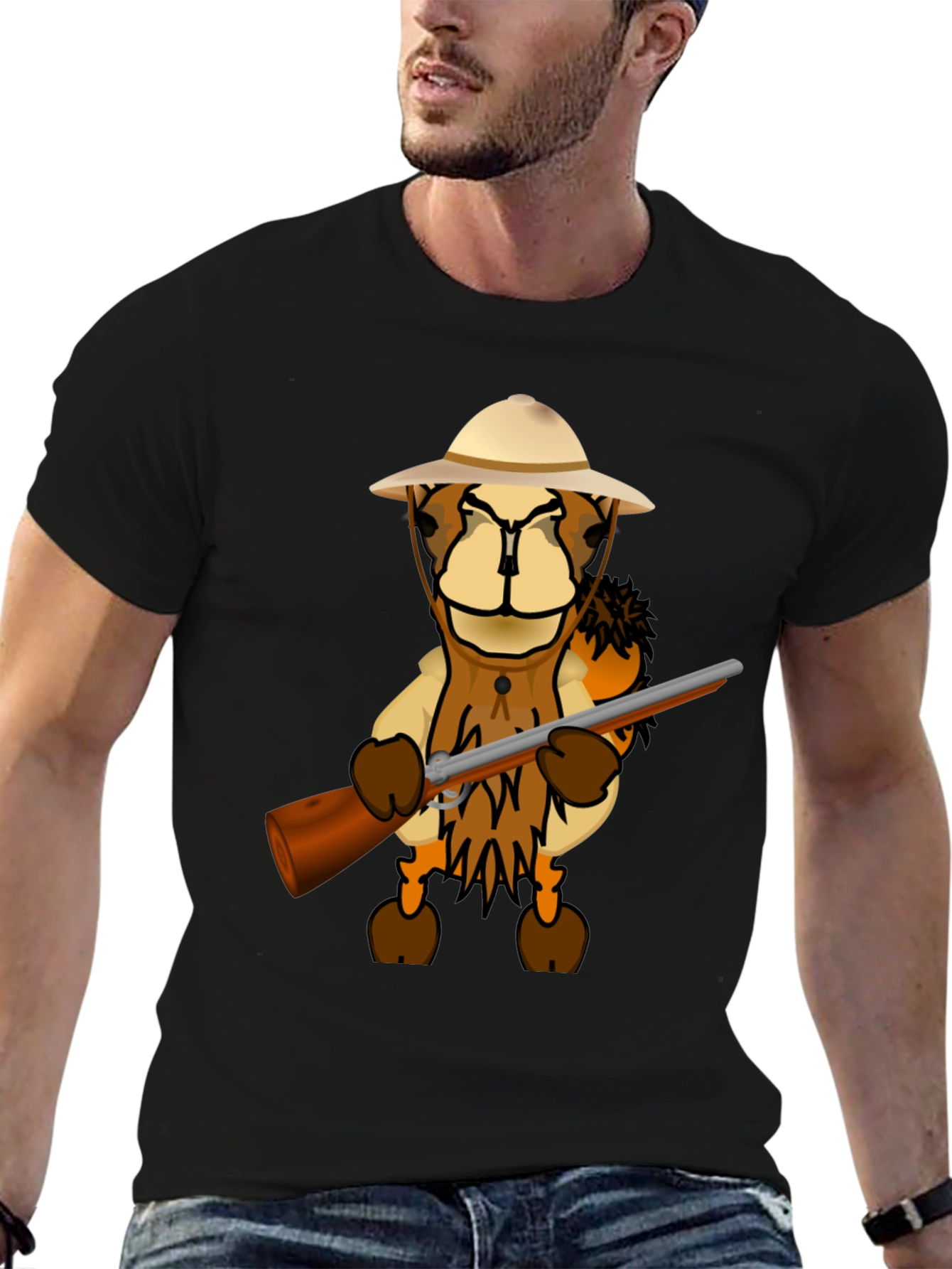 Cartoon Lion Hunter T-Shirt