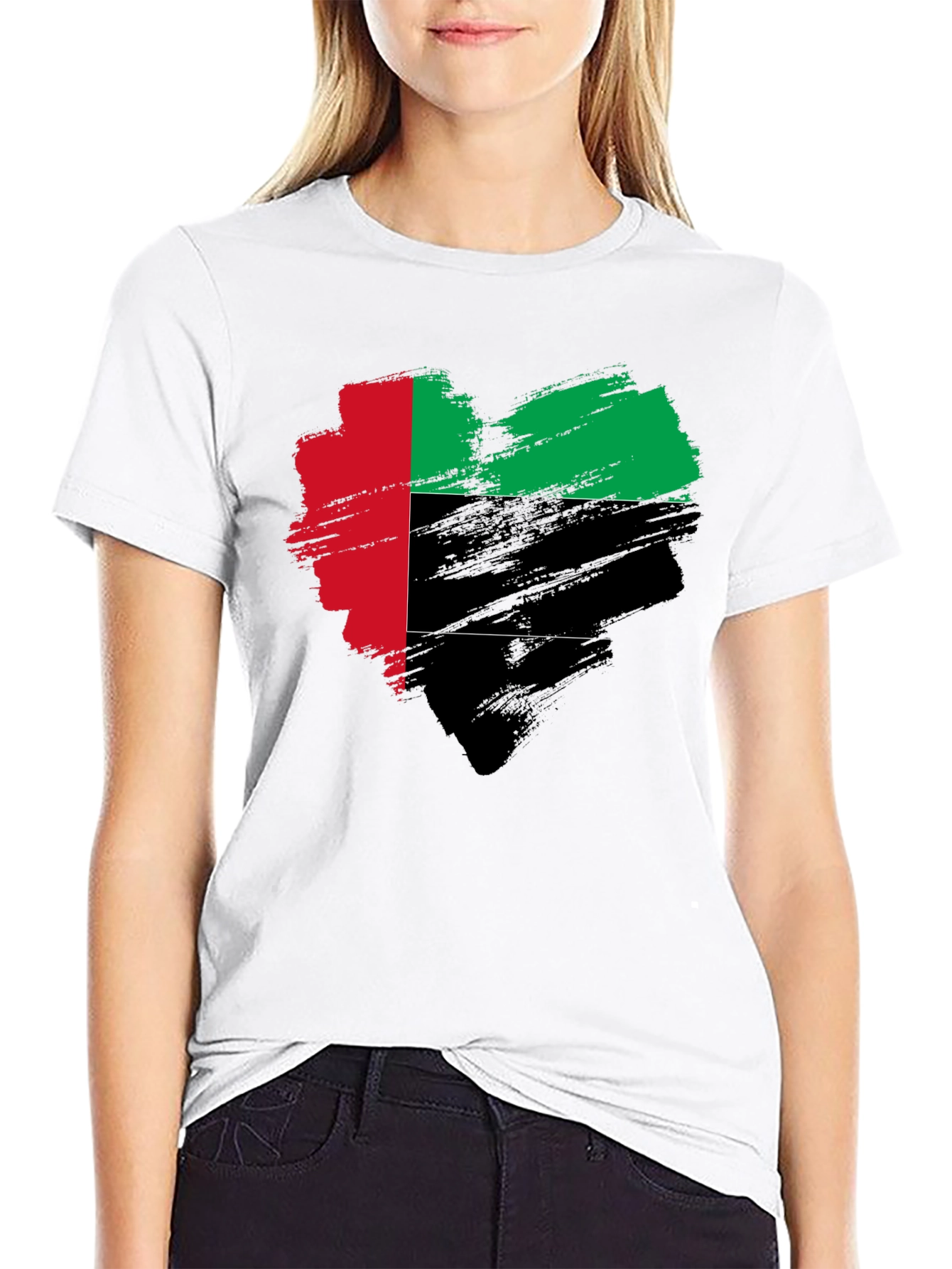 UAE Flag Heart Brushstroke T-Shirt