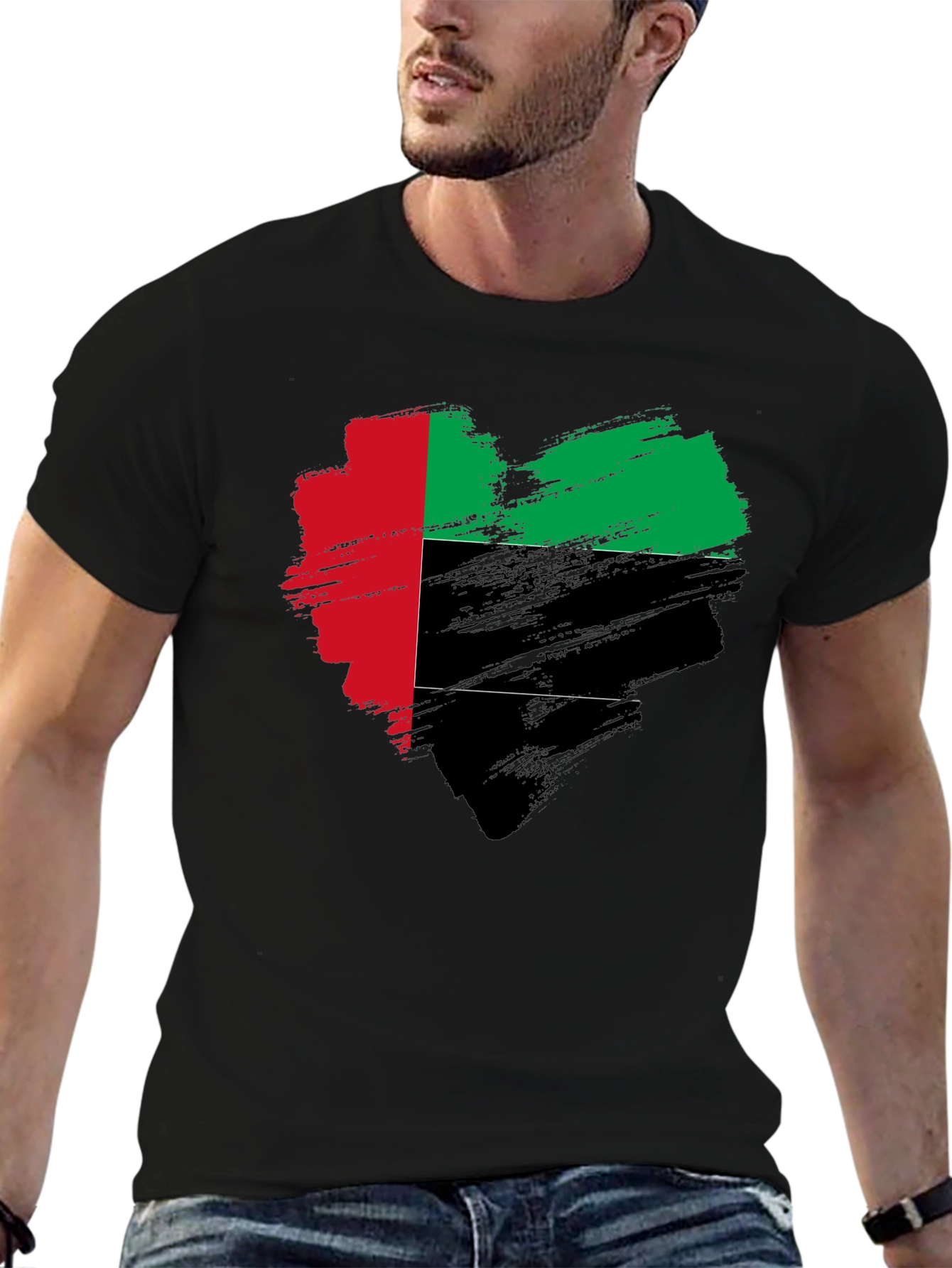 UAE Flag Heart Brushstroke T-Shirt