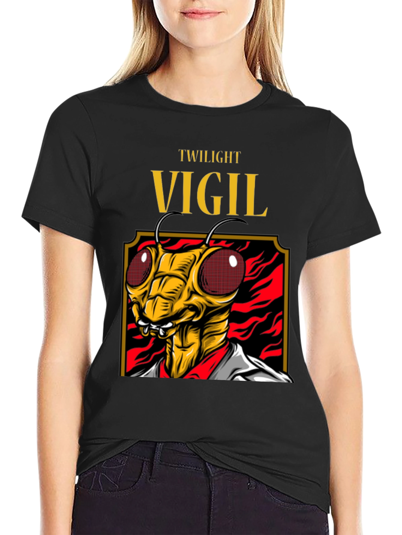 Twilight Vigil Insect Graphic Tee - Black