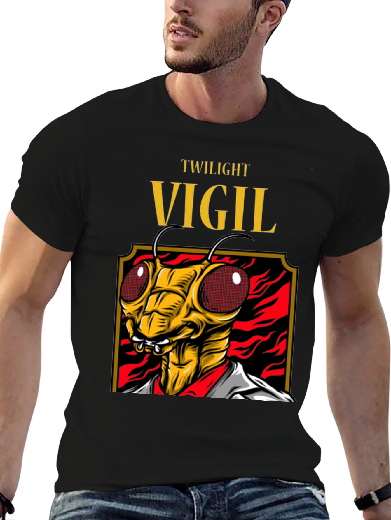 Twilight Vigil Insect Graphic Tee - Black