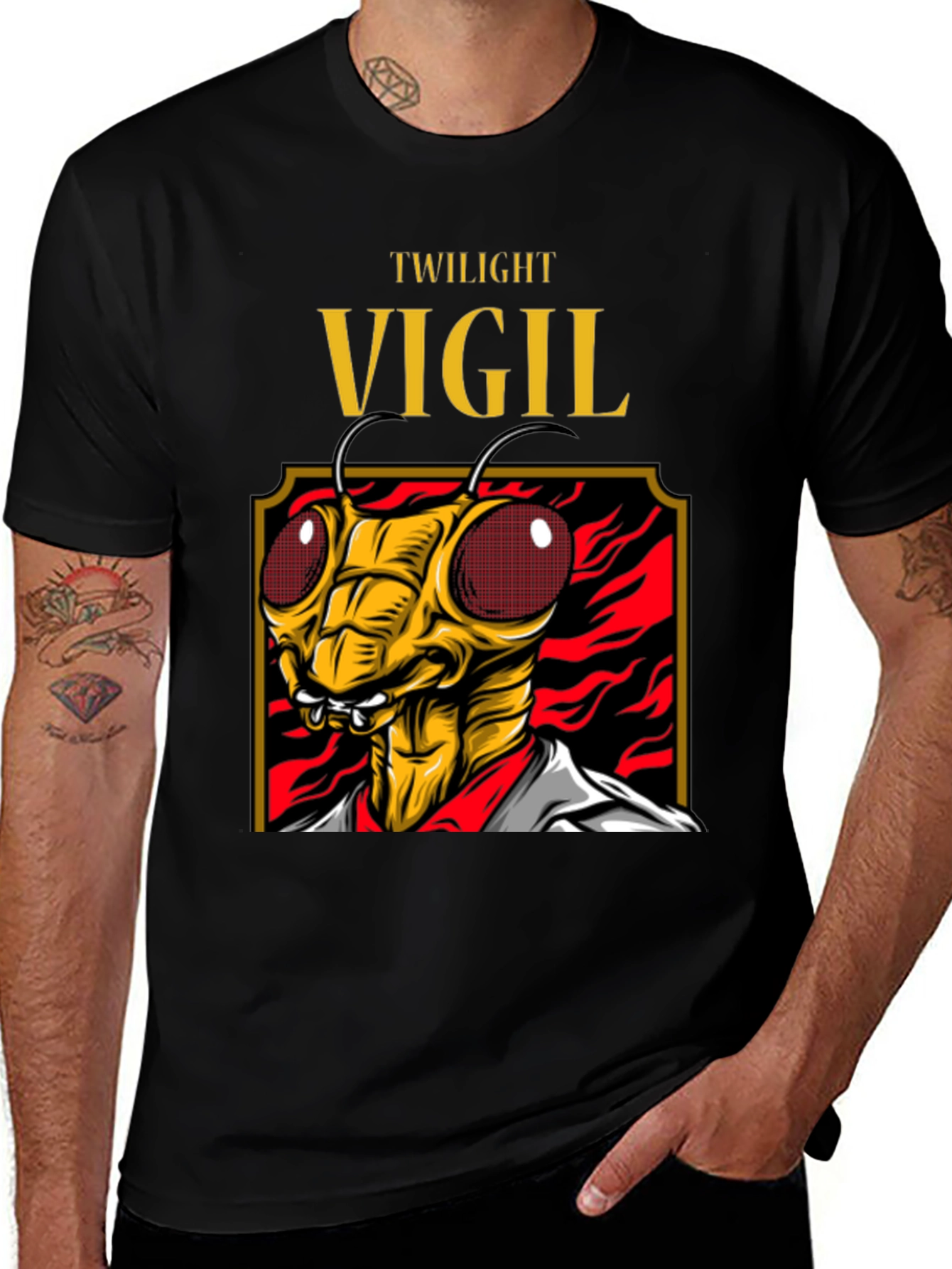 Twilight Vigil Insect Graphic Tee - Black