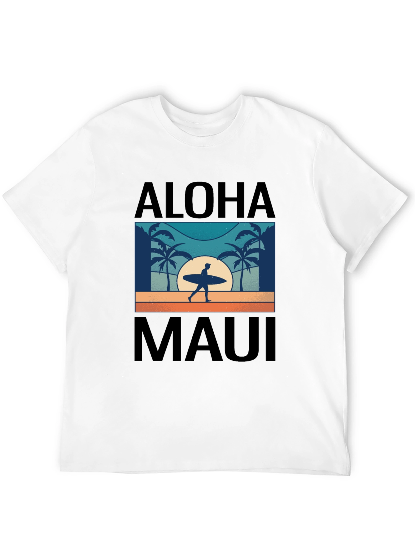 Aloha Maui T-Shirt Surfer Palm Tree Graphic Tee
