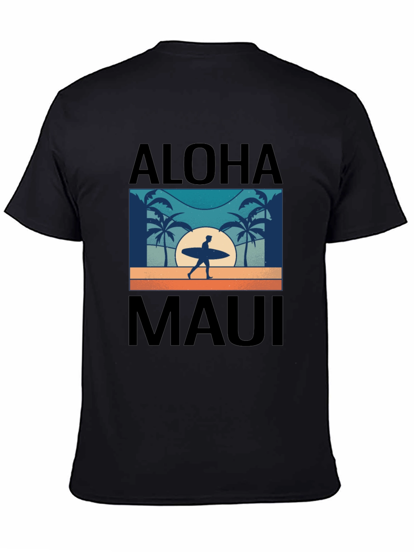 Aloha Maui T-Shirt Surfer Palm Tree Graphic Tee