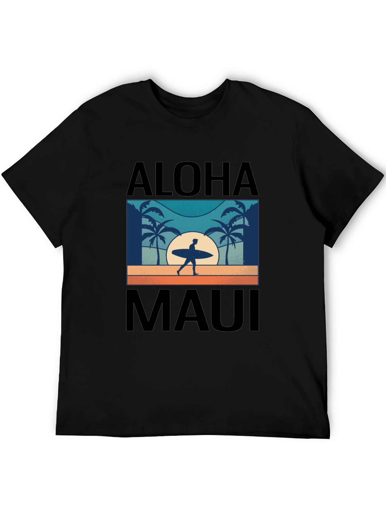 Aloha Maui T-Shirt Surfer Palm Tree Graphic Tee