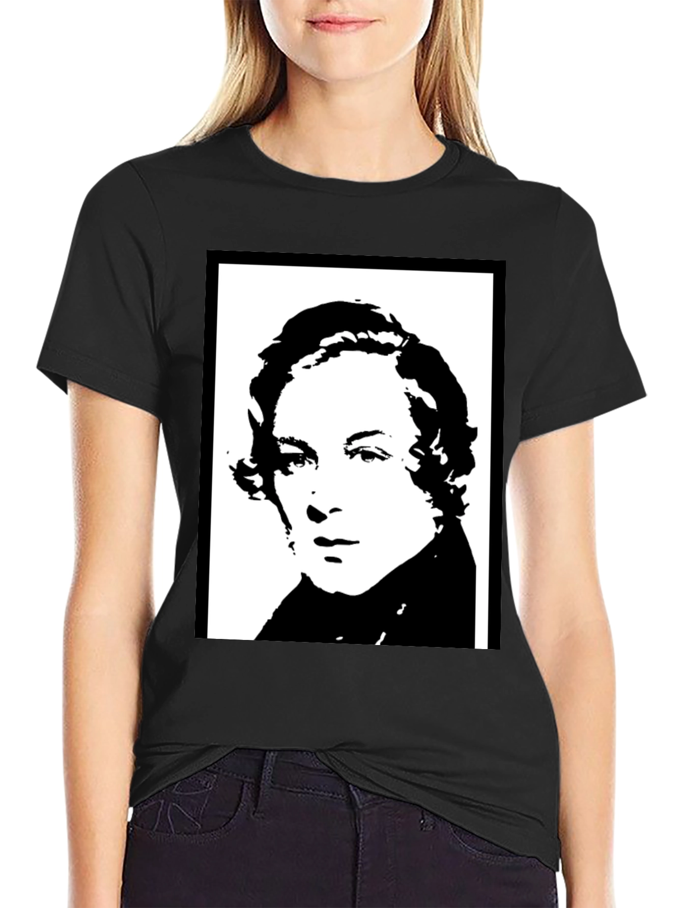 Black T-Shirt with Historical Portrait