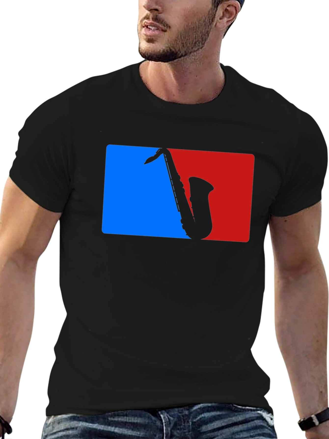 Saxophone Silhouette Graphic Tee - Music Lovers T-Shirt