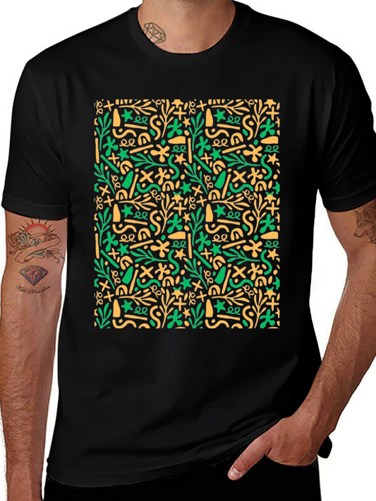 Abstract Pattern Black T-Shirt