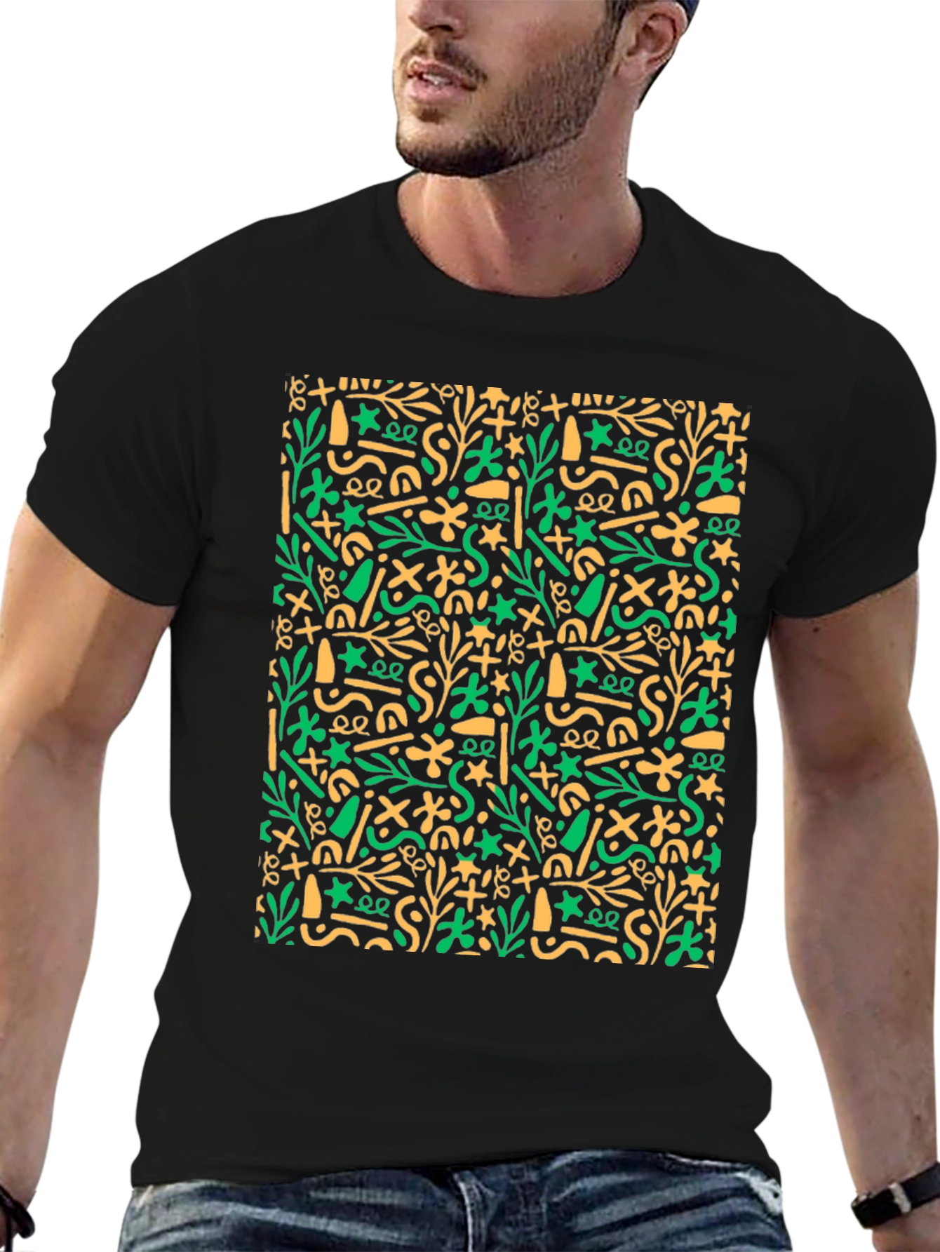 Abstract Pattern Black T-Shirt
