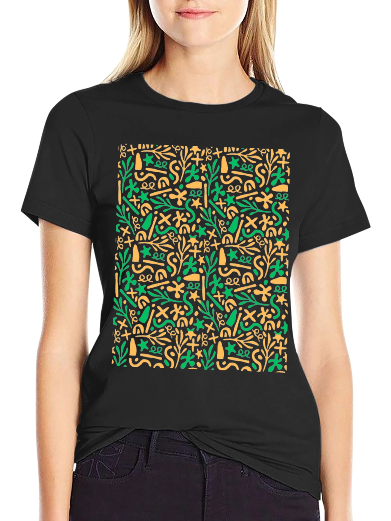 Abstract Pattern Black T-Shirt