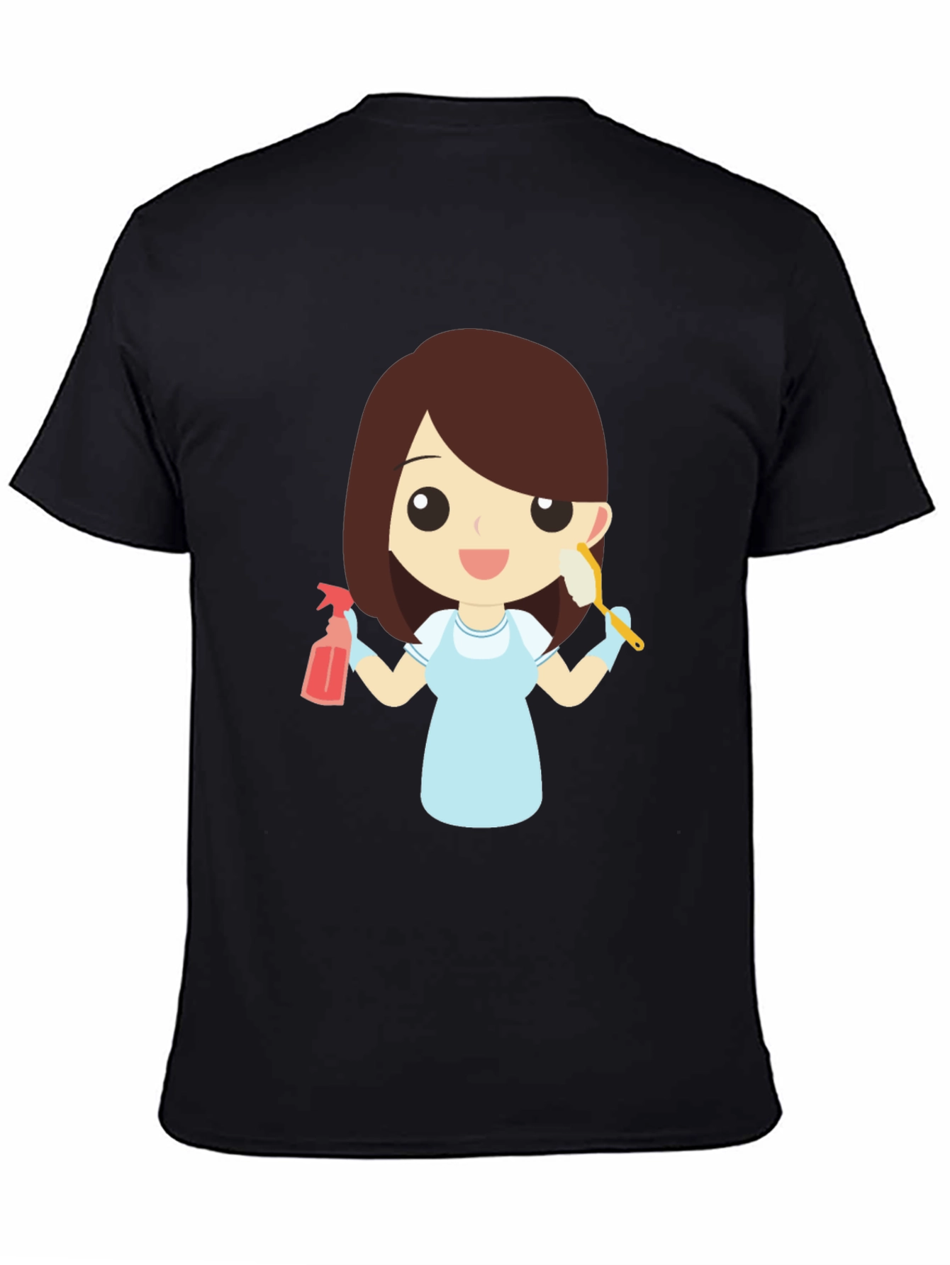 Cartoon Maid Graphic T-Shirt - Cleaning Crew Tee