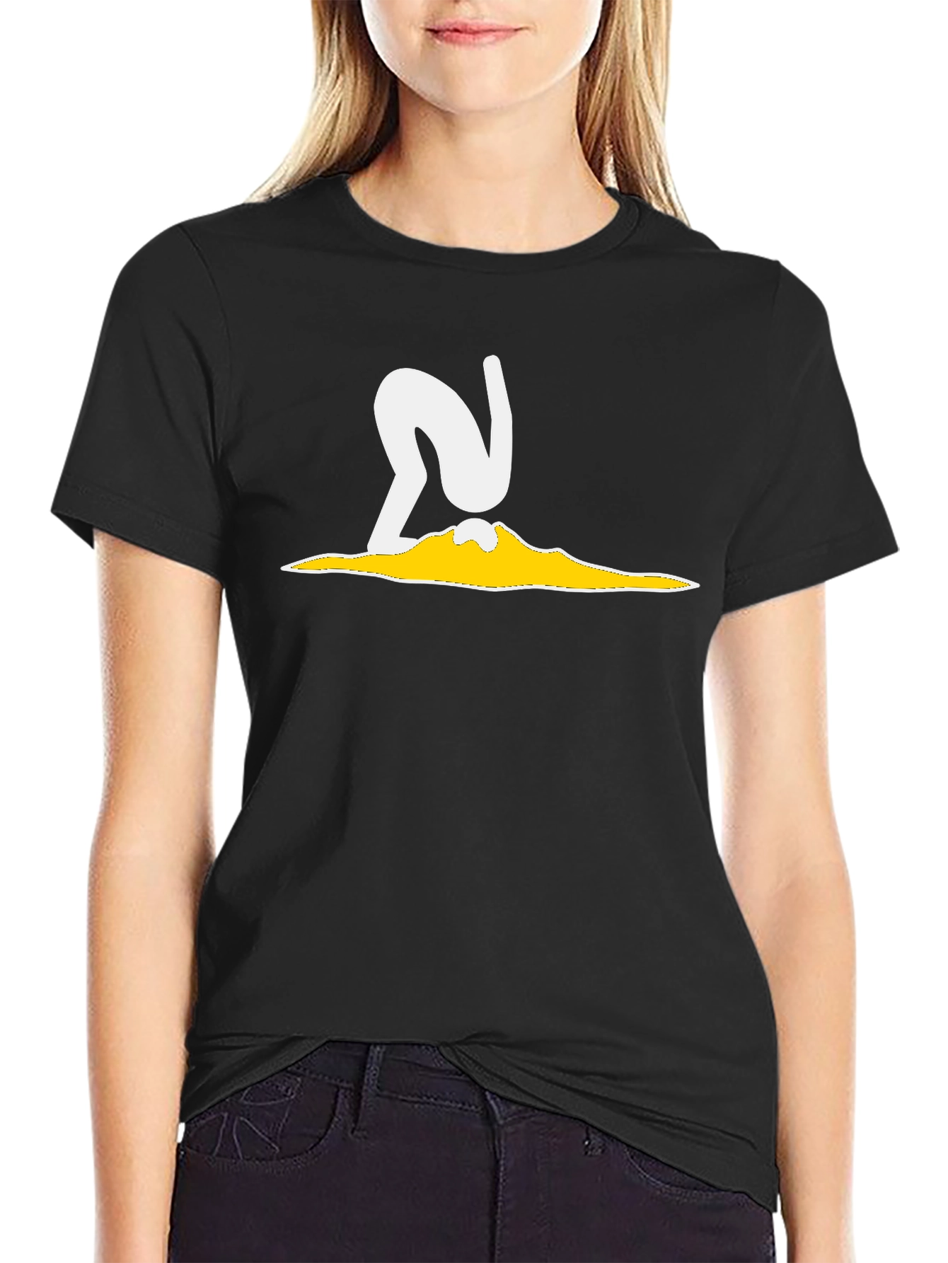 Abstract Graphic T-Shirt - Black Cotton Blend