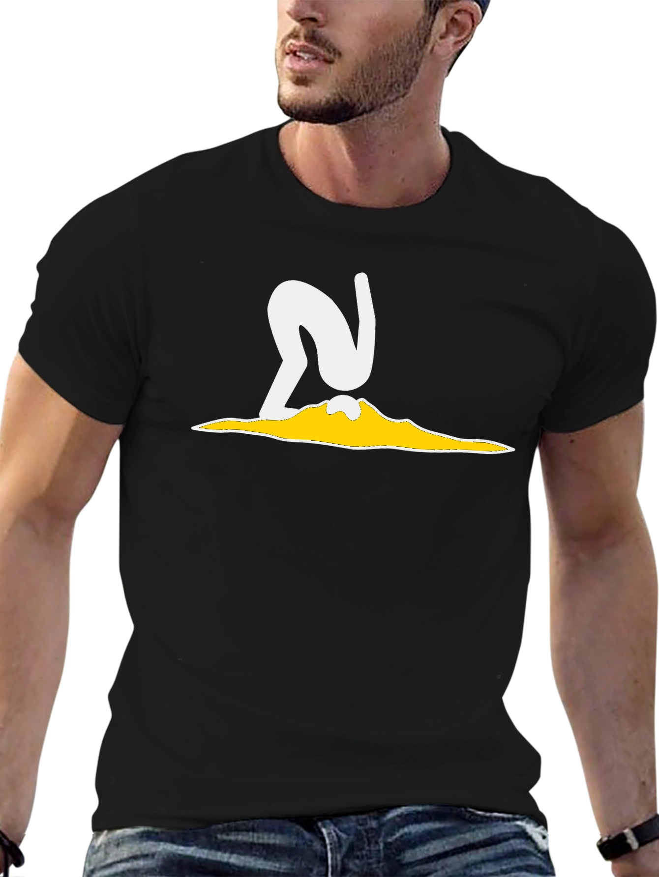 Abstract Graphic T-Shirt - Black Cotton Blend