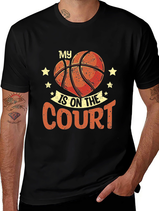 Basketball Fan T-Shirt - My Heart Is On The Court