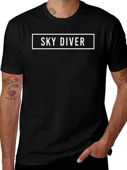 Sky Diver Graphic Tee - Black Cotton T-Shirt
