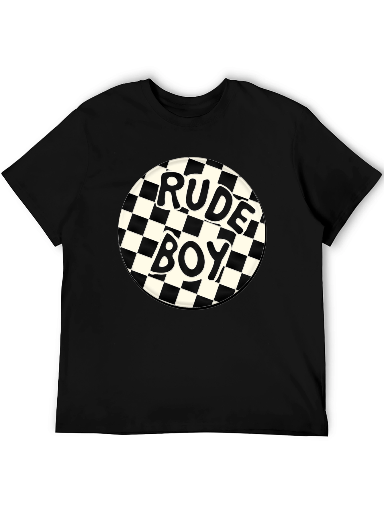 Rude Boy Checkerboard Graphic Tee - Black