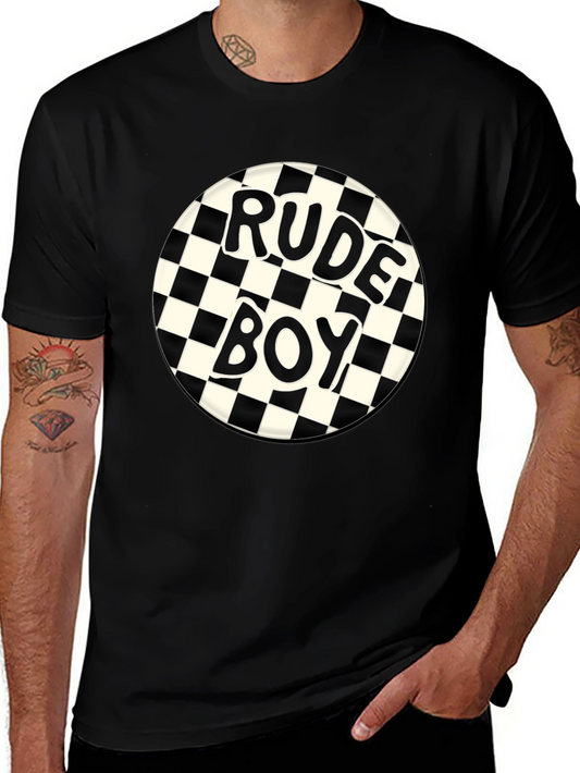 Rude Boy Checkerboard Graphic Tee - Black