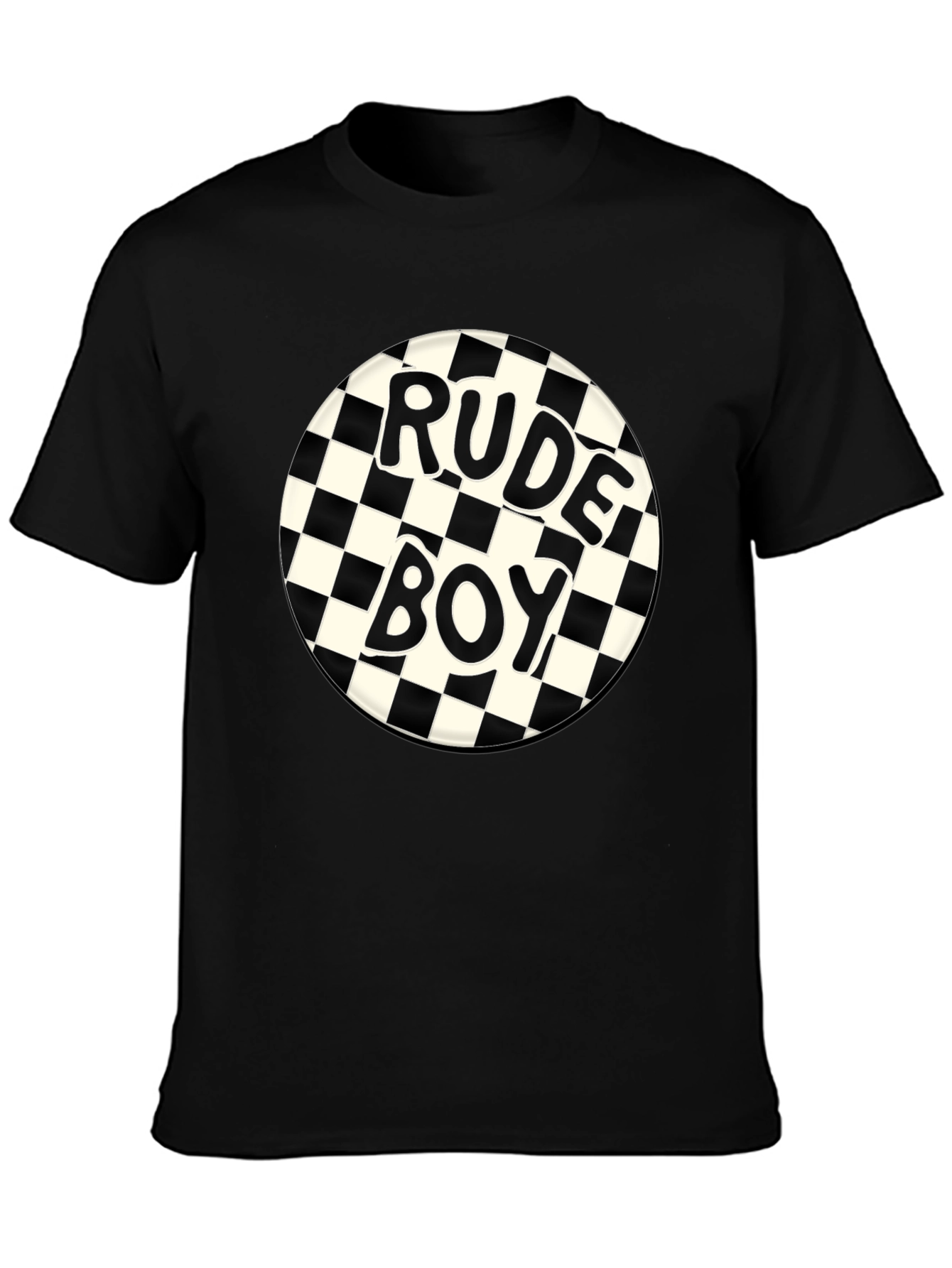 Rude Boy Checkerboard Graphic Tee - Black